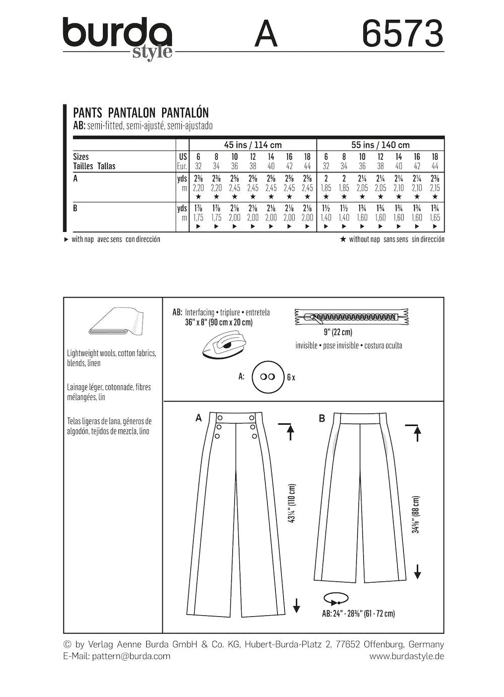 Burda Pattern 6573 (6-18)