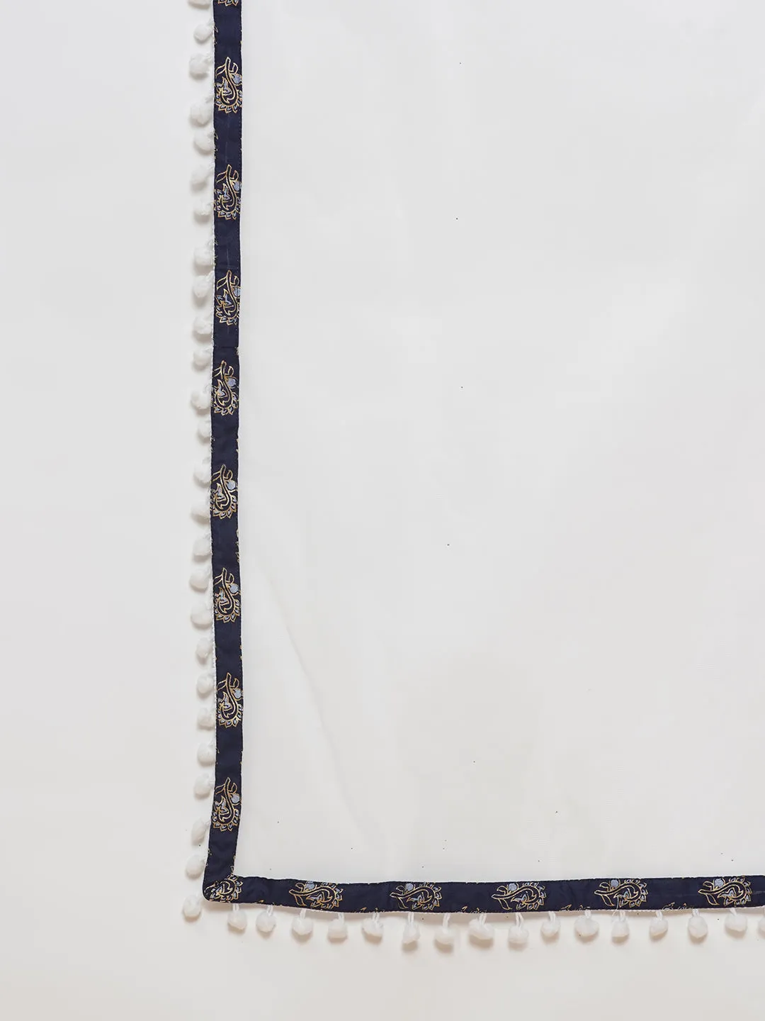 Girls Blue Foil Printed Kurta With Trouser & With Duppta