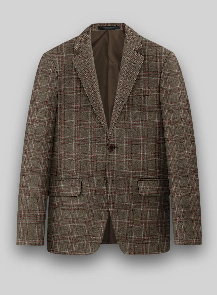 London Loom Brown Check Wool Silk Linen Suit