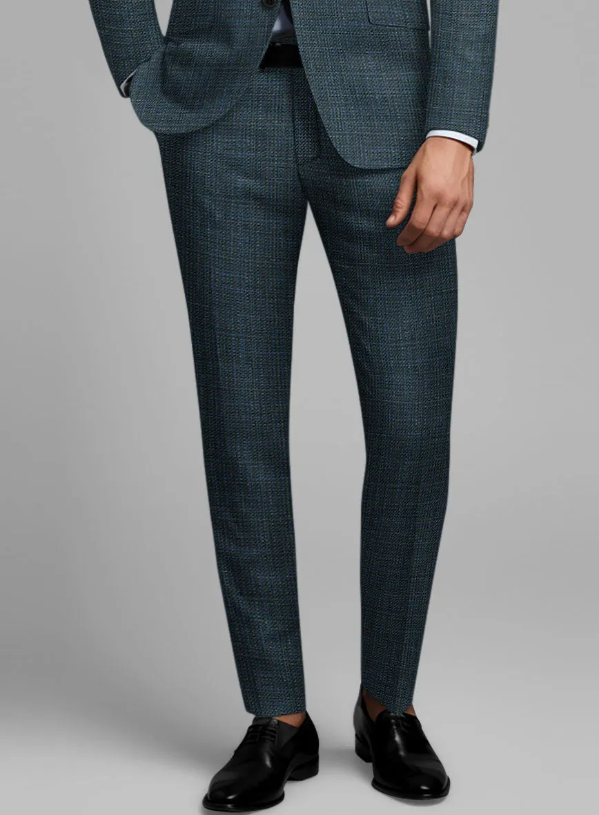 London Loom Teal Blue Ilaria Wool Silk Linen Suit