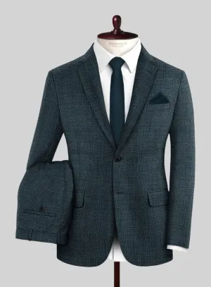 London Loom Teal Blue Ilaria Wool Silk Linen Suit