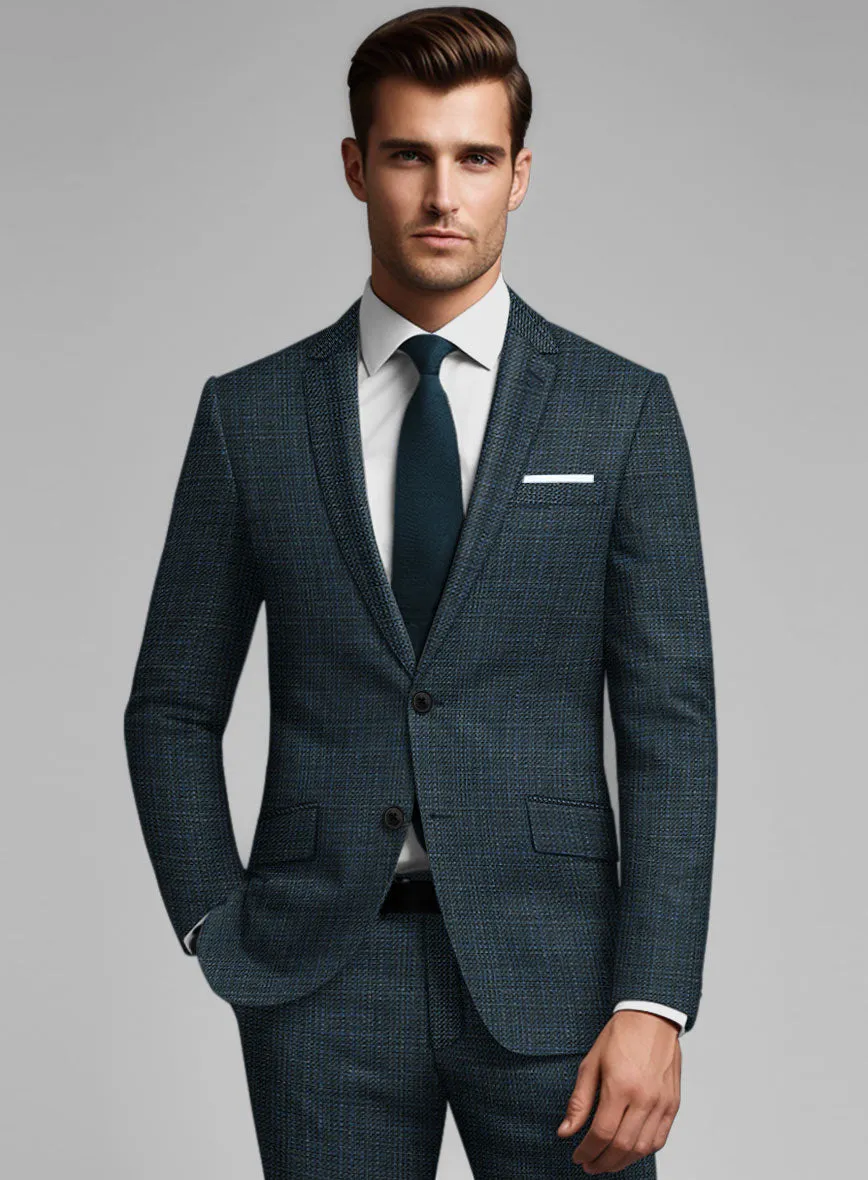 London Loom Teal Blue Ilaria Wool Silk Linen Suit