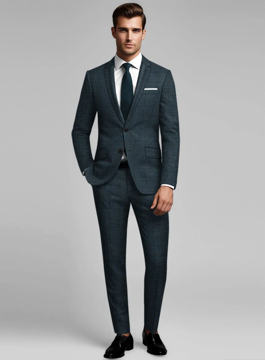 London Loom Teal Blue Ilaria Wool Silk Linen Suit