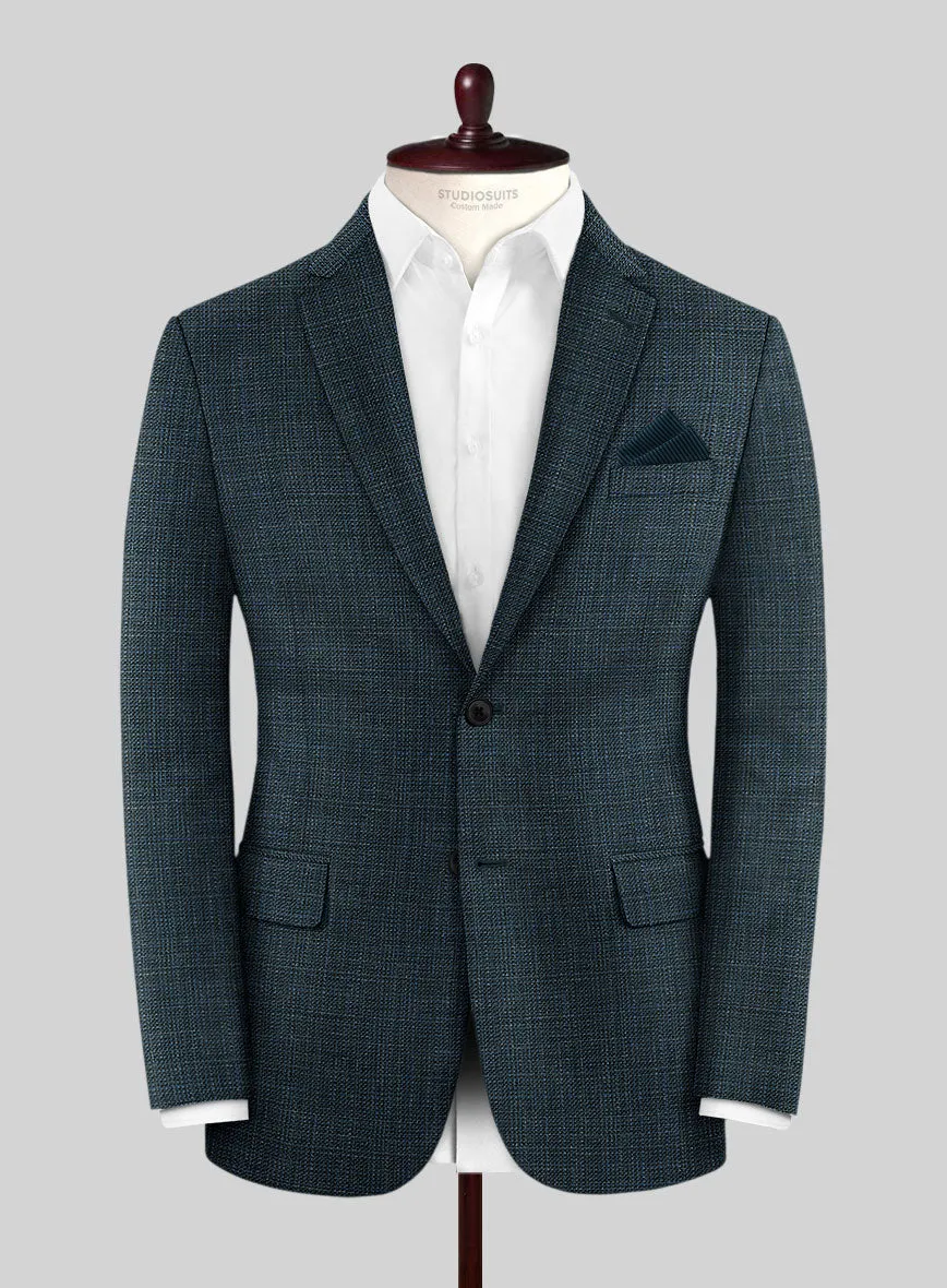London Loom Teal Blue Ilaria Wool Silk Linen Suit