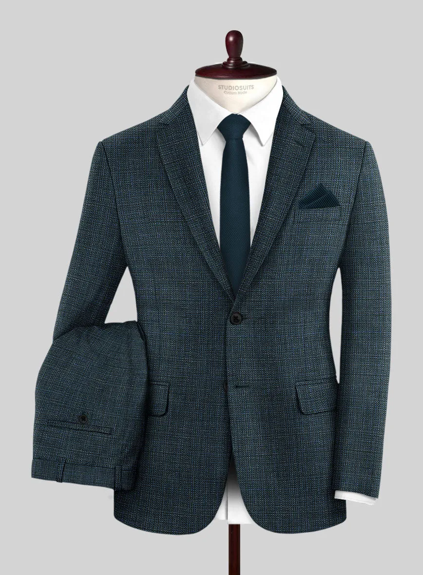 London Loom Teal Blue Ilaria Wool Silk Linen Suit