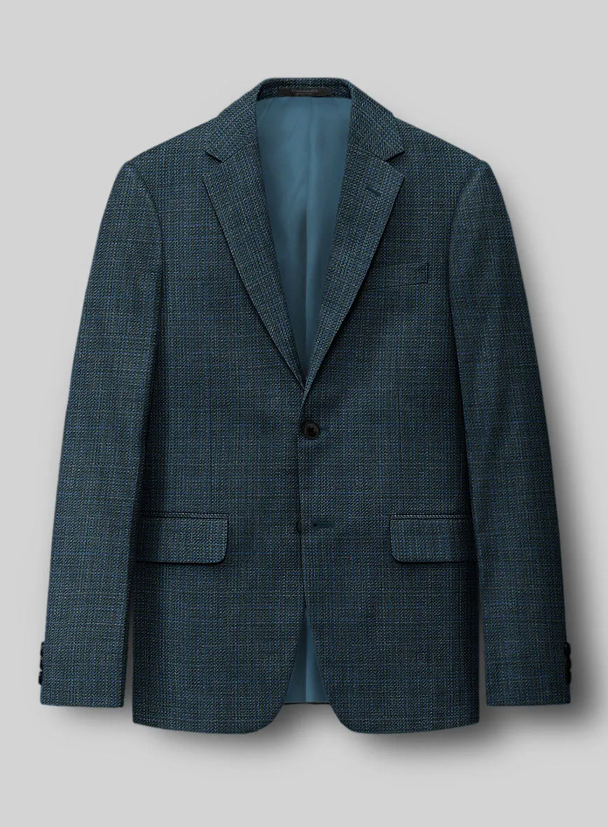London Loom Teal Blue Ilaria Wool Silk Linen Suit