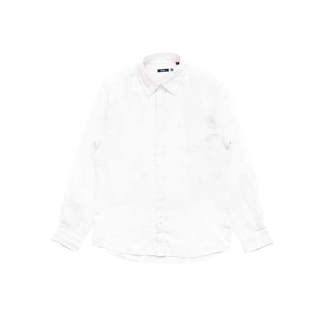 Solid Linen Classic Collar Shirt (White)