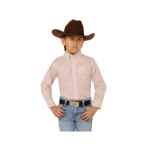 Wrangler Kid's Classic Printed Long Sleeve Button Down Western Shirt